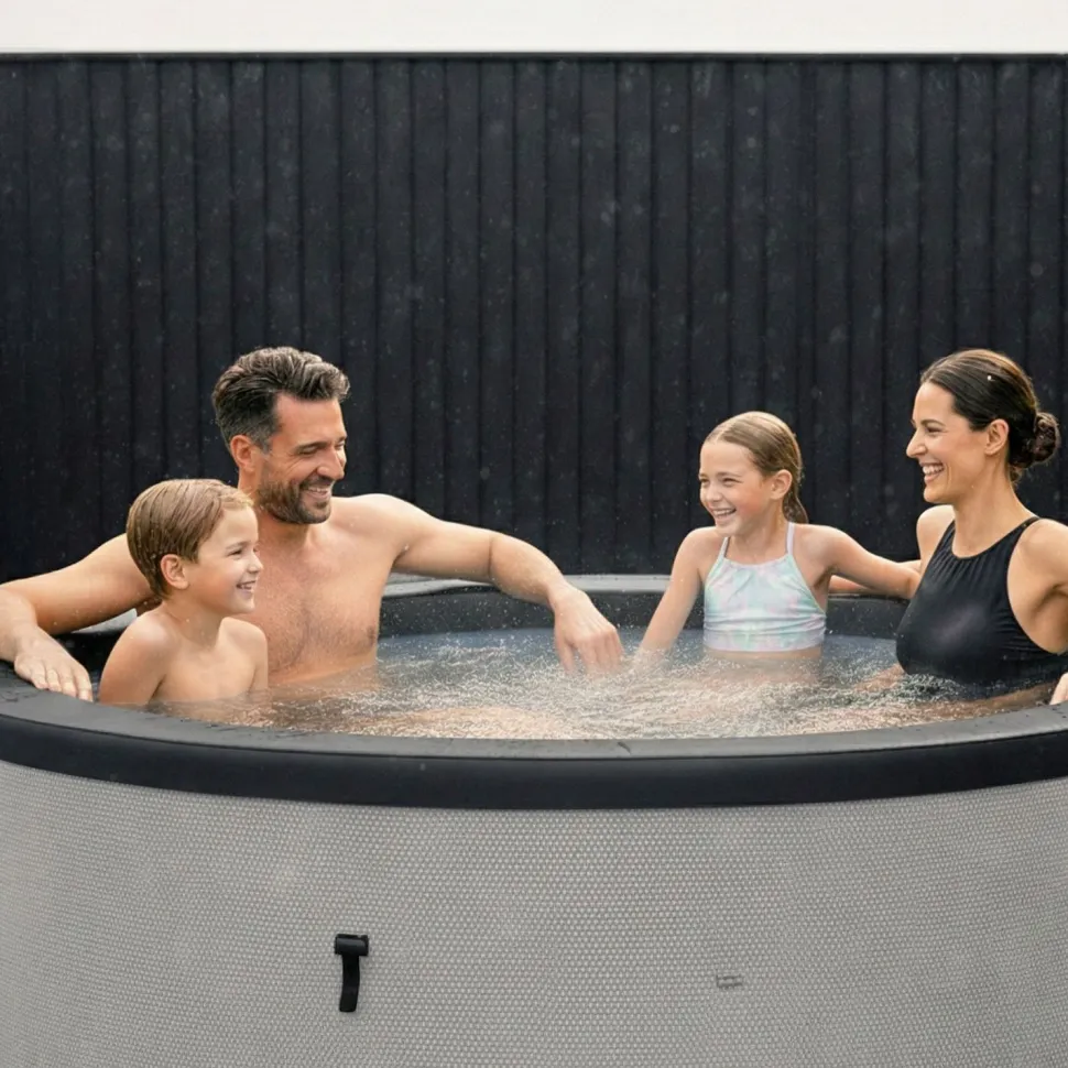 Ulkoporeallas Wave Spa Tahoe, 4 hlöä, 70 suutinta, WiFi, pyöreä, koottava, harmaa