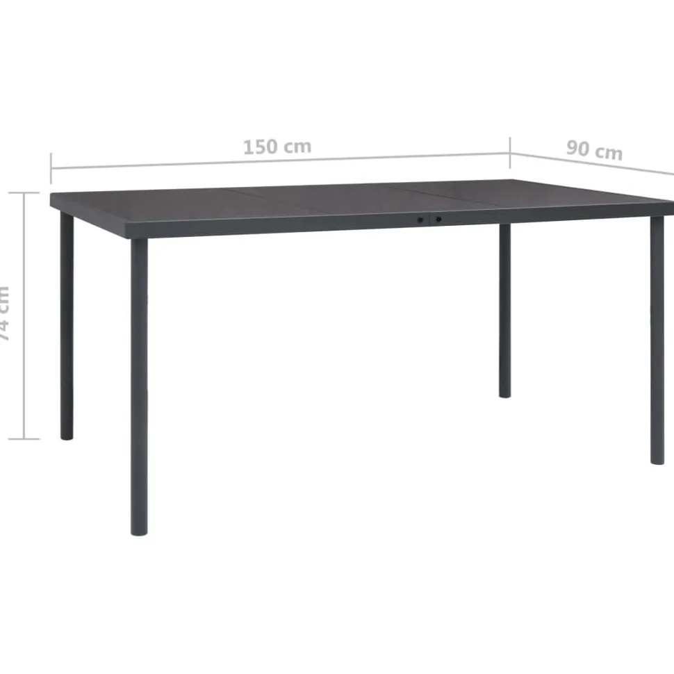 Ulkoruokapöytä antrasiitti 150x90x74 cm teräs