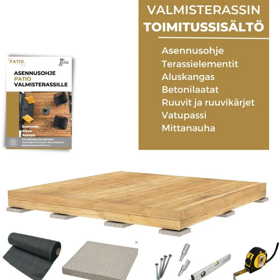 Valmisterassi PatioN°rd Aava, 3x4m, kestopuu