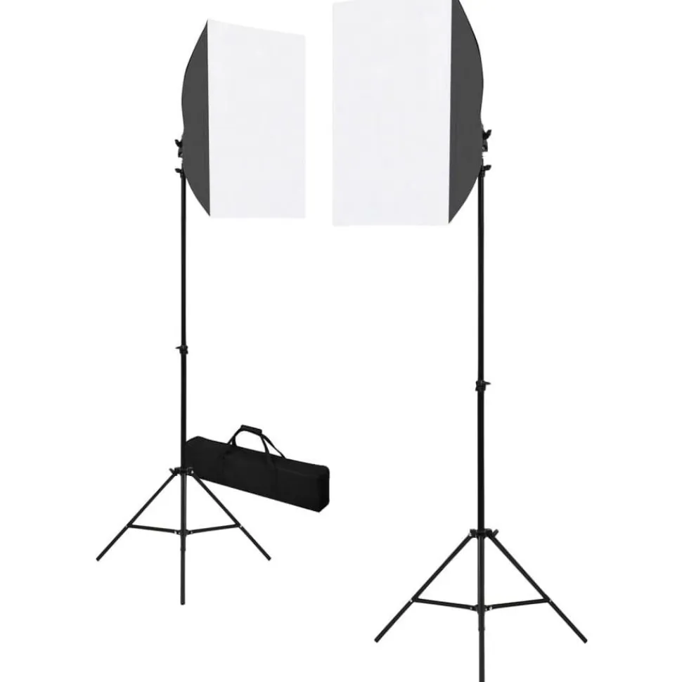 Valokuvastudiosarja softbox-valot ja taustakankaat