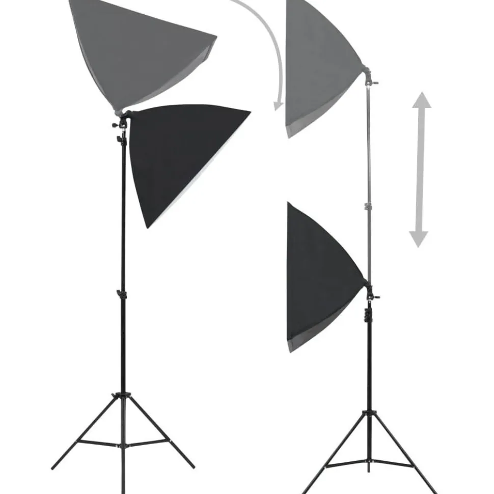 Valokuvastudiosarja softbox-valot ja taustakankaat