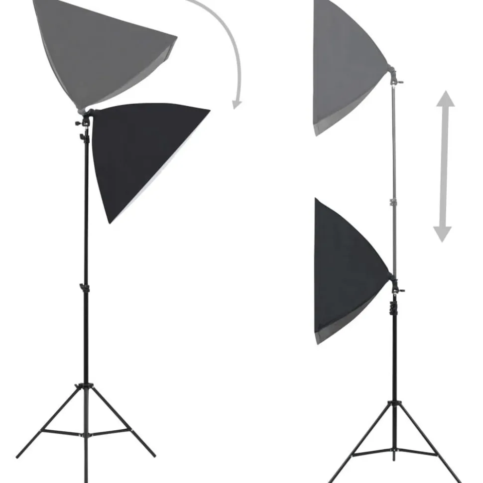 Valokuvastudiosarja 1 softbox-valoilla ja taustakankaalla