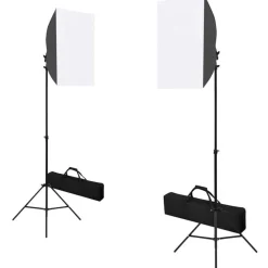Valokuvastudiosarja 1 softbox-valoilla ja taustakankaalla