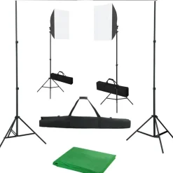 Valokuvastudiosarja 1 softbox-valoilla ja taustakankaalla