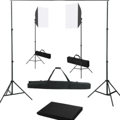 Valokuvastudiosarja 6 softbox-valoilla ja taustakankaalla