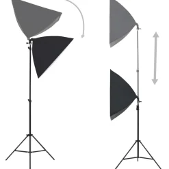 Valokuvastudiosarja 4 softbox-valoilla ja taustakankaalla