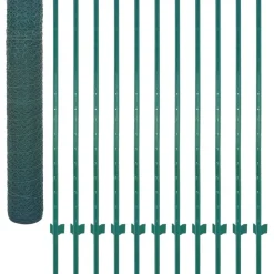 Verkkoaita tolpilla teräs 25x1.5m silmäkoko 25mm vihreä