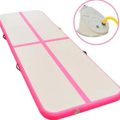 Voimistelumatto, täytettävä, pumpulla, 400x100x10cm, PVC, pinkki
