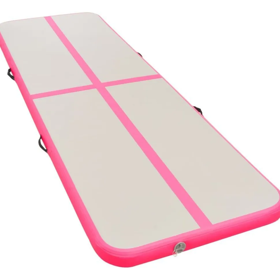 Voimistelumatto, täytettävä, pumpulla, 400x100x10cm, PVC, pinkki